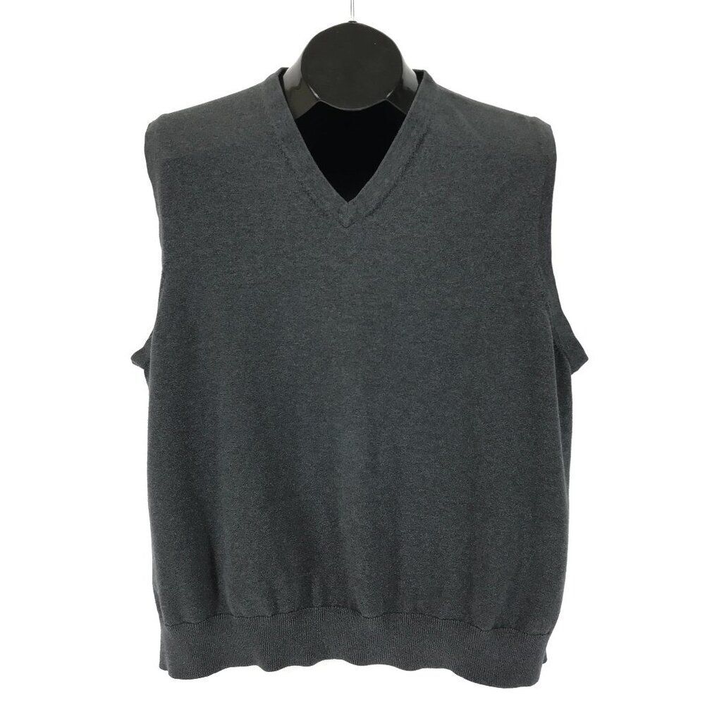Lands' End Fine Gauge Supima Cotton Sweater Vest Men's XL / 46-48 Gray Casual
